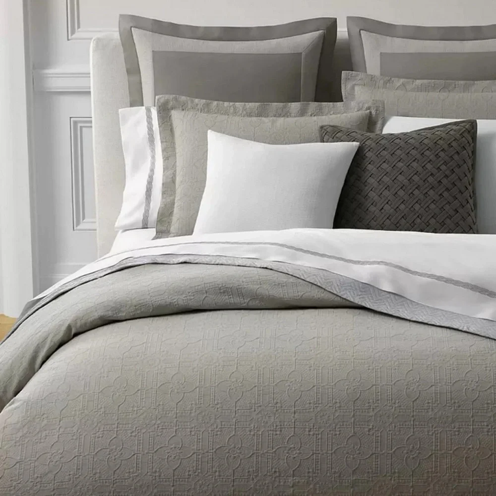 Ralph Lauren GREY Sascha Textured Medallion Bedding‎ Duvet Cover Set Full Queen